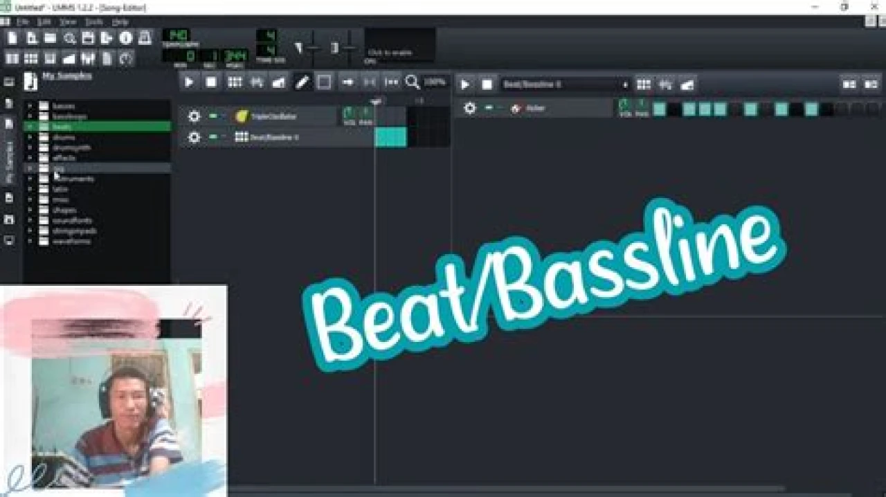 Belajar membuat musik instrumen di aplikasi DAW lmms (Beat/Bassline